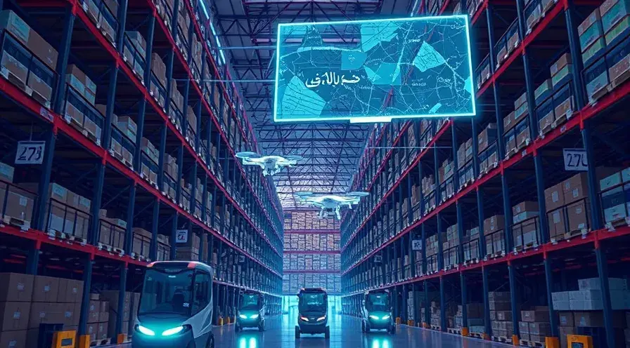 تصویر میانی مقاله: راهکارهای نوین و فناوری‌های پیشرفته مدیریت هوشمند انبار شامل WMS، اینترنت اشیا (IoT) و هوش مصنوعی (AI) در محیطی مدرن و کارآمد.