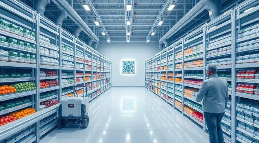 تصویری دقیق از سردخانه صنعتی پیشرفته برای نگهداری بهینه مواد غذایی و دارویی. نمایش کنترل دقیق دما و رطوبت و اهمیت آن در صنایع غذایی و دارویی ایران و کاهش ضایعات.